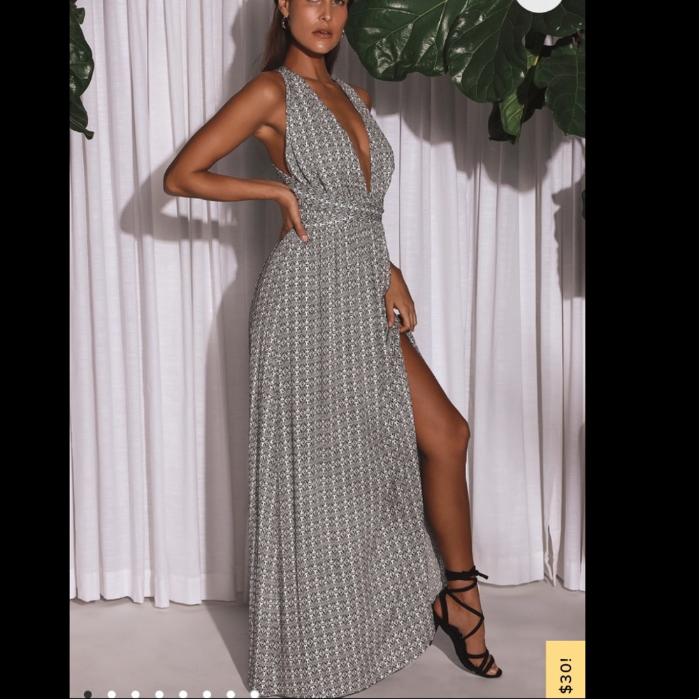 LULU’S Casablanca Queen Black White Print Dress